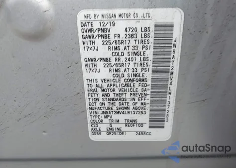 2020 Nissan Rogue S Intelligent Awd из США, поврежденный, VIN JN8AT2MV4LW137283